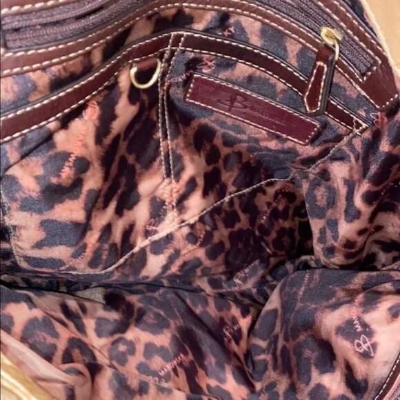 B Makowsky Cream/Brown/Caramel Smooth Leather Large Tote Shoulder Bag EUC - Picture 12 of 17